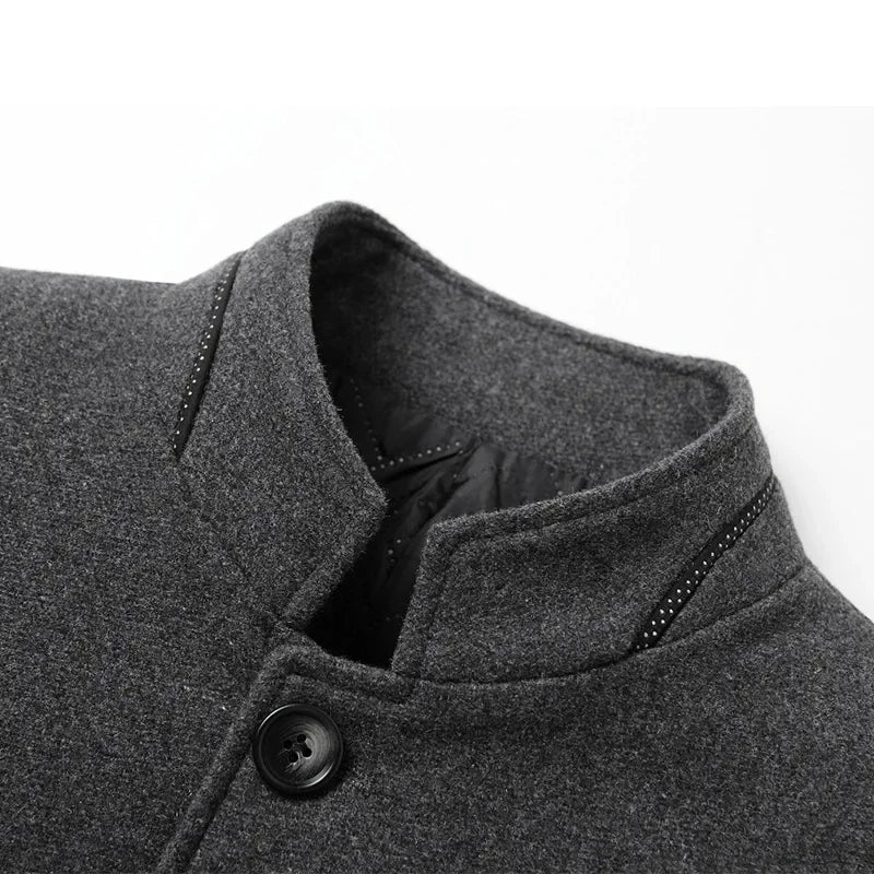 Tailored mens overcoat, back view of the longline silhouette