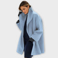 Blue Oversized wide collar winter coat for cold days