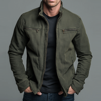 James | Men's Stand Collar Bomber Jacket with Contrast Stitching