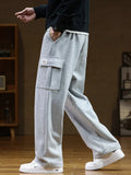 Men's grey fleece-lined relaxed fit cargo trousers