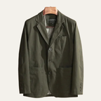 Men's relaxed fit cotton blazer with patch pockets