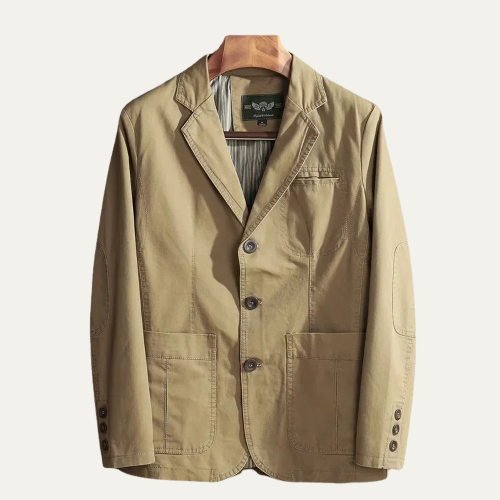 Men's relaxed fit cotton blazer with patch pockets