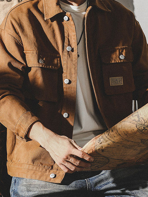 Men's workwear cotton overshirt with chest pockets