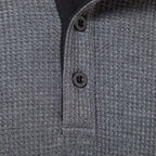 Men's waffle-knit henley with grandad collar