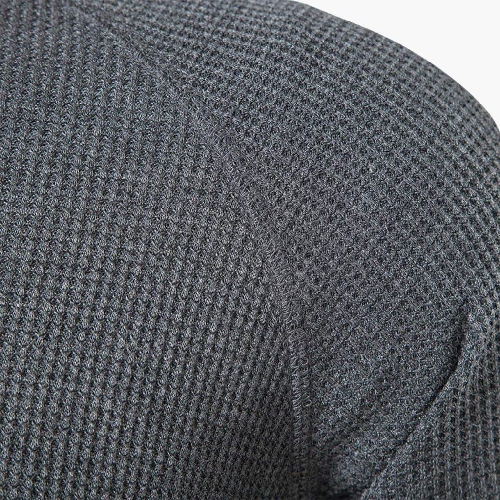 Men's waffle-knit henley with grandad collar