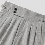 Men's tapered fit linen double pleat trousers