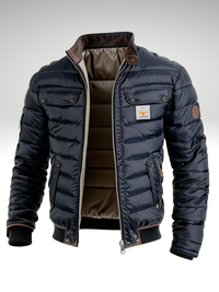 Oscar | Men's Bomber Style Quilted Puffer Jacket with Ribbed Stand Collar