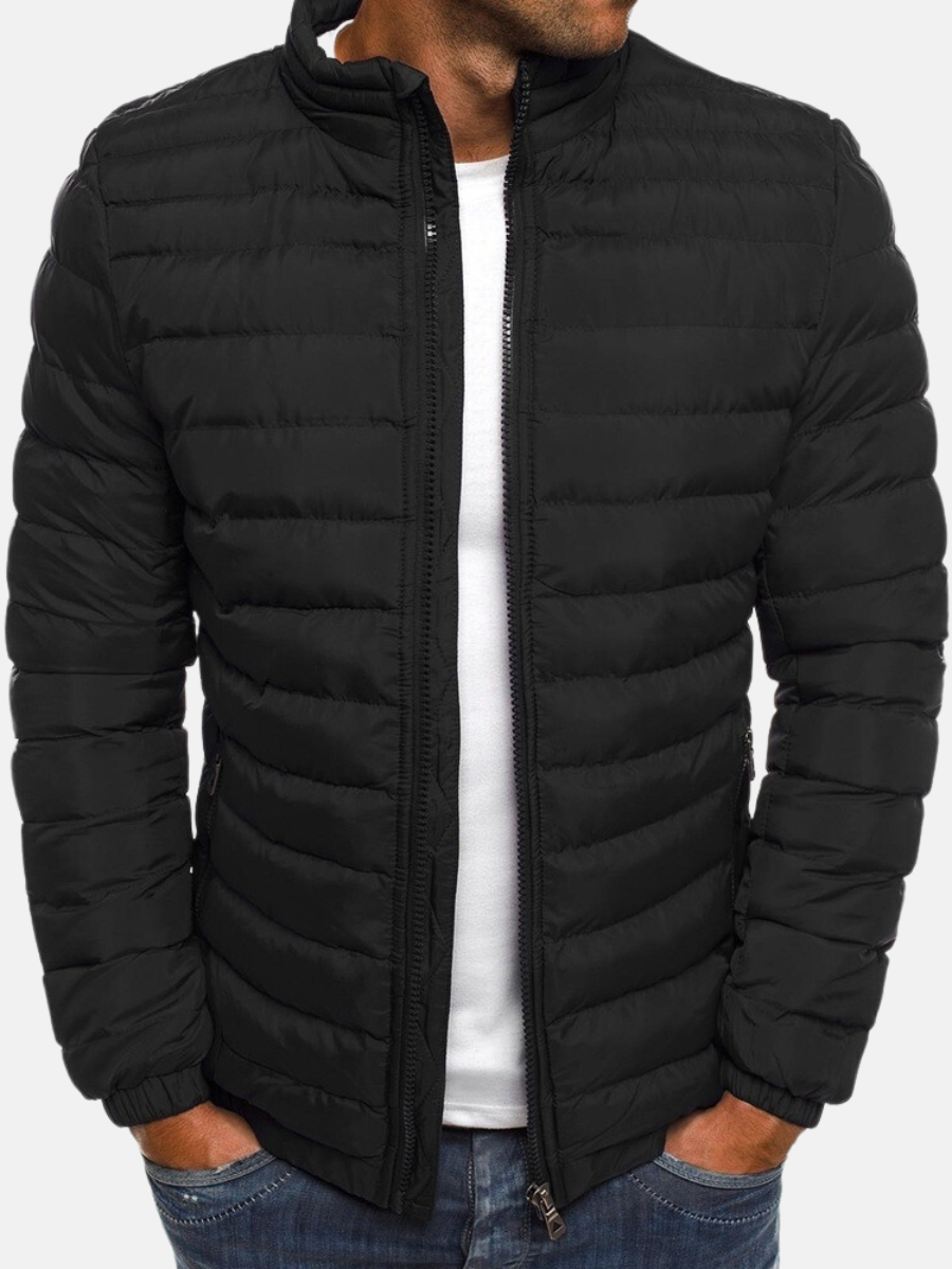 Men's black slim fit quilted puffer jacket