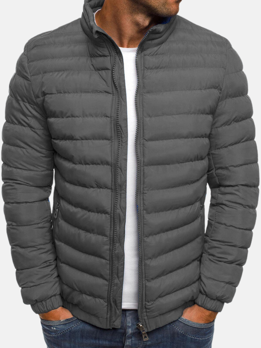 Men's grey slim fit quilted puffer jacket