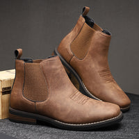 Charlie | Men's Suede Chelsea Boots with Stacked Block Heel and Pull Tab
