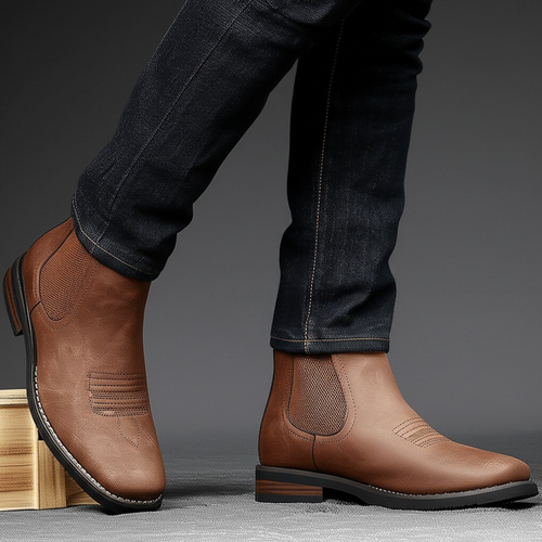 Men's suede chelsea boots with stacked block heel