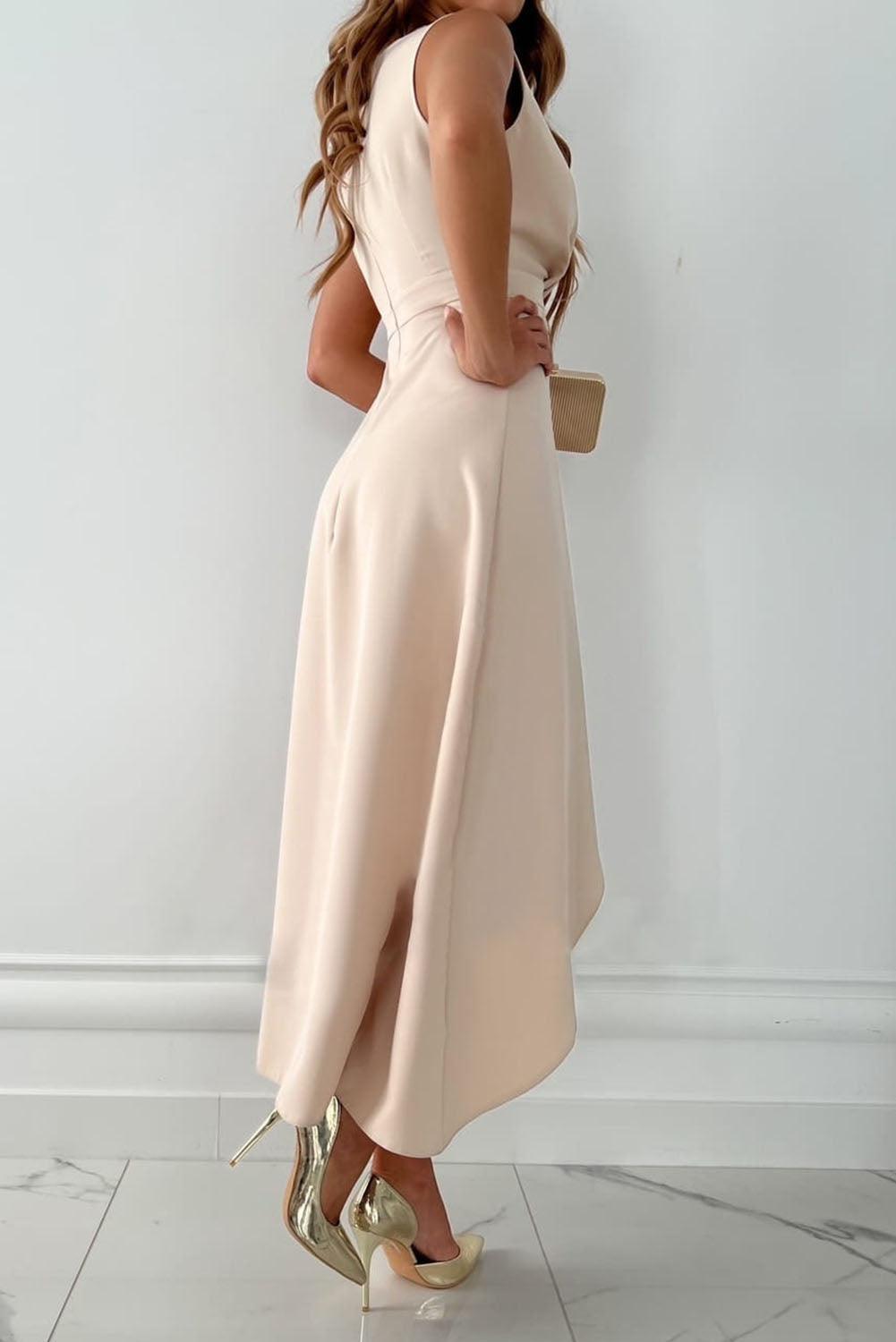 Beige Clean-cut cocktail dress for evening occasions, product photo