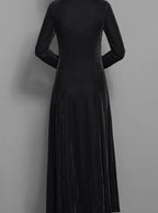 Purple velvet long sleeve maxi dress for women, A-line formal party style