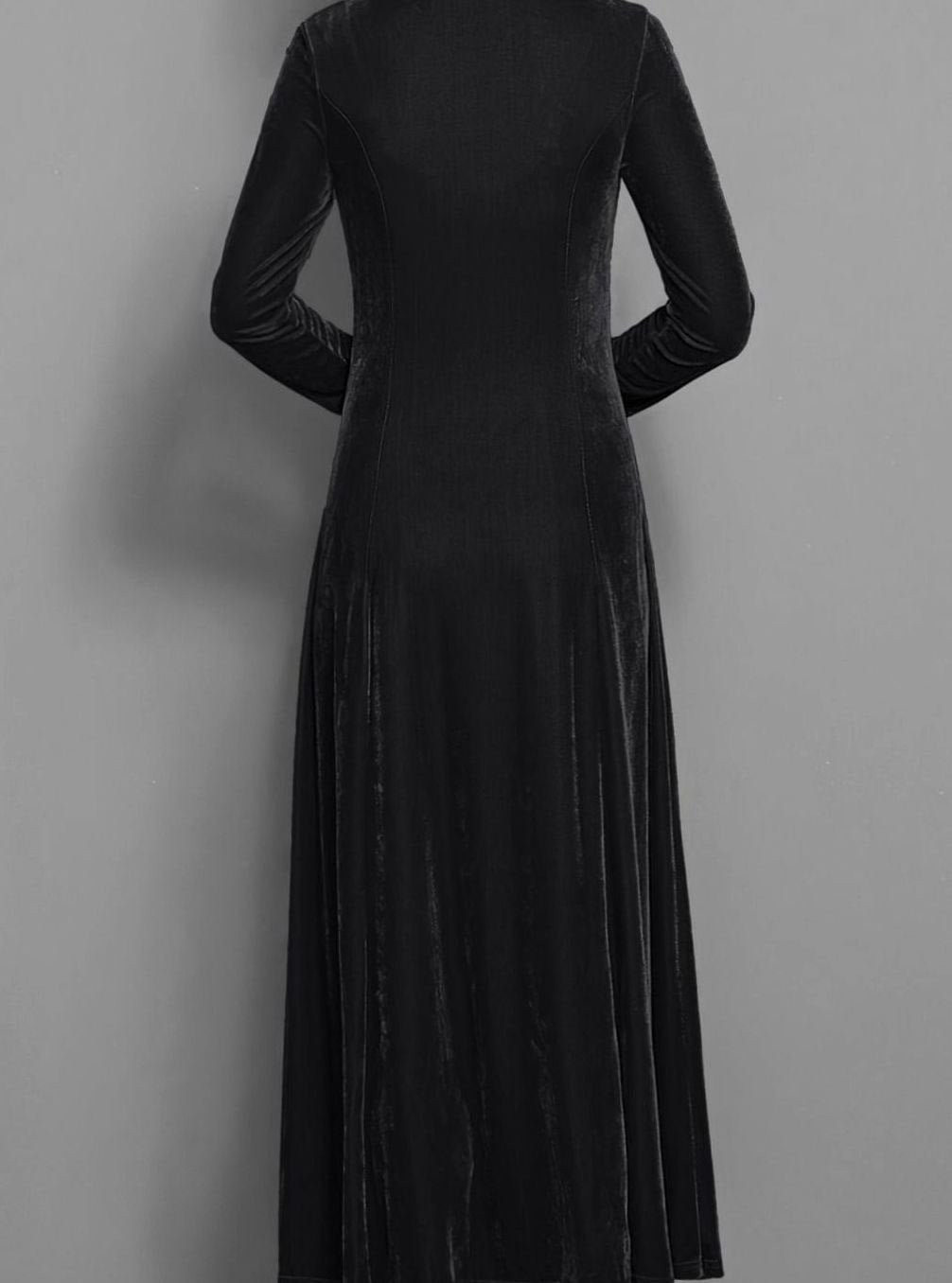Purple velvet long sleeve maxi dress for women, A-line formal party style