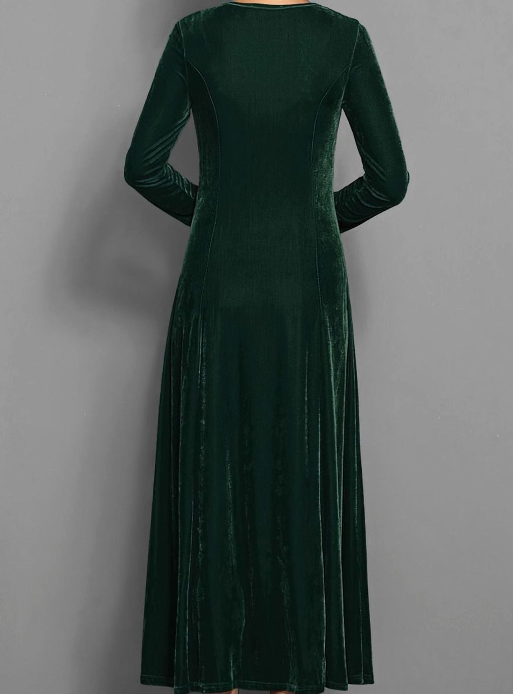 Purple velvet long sleeve maxi dress for women, A-line formal party style