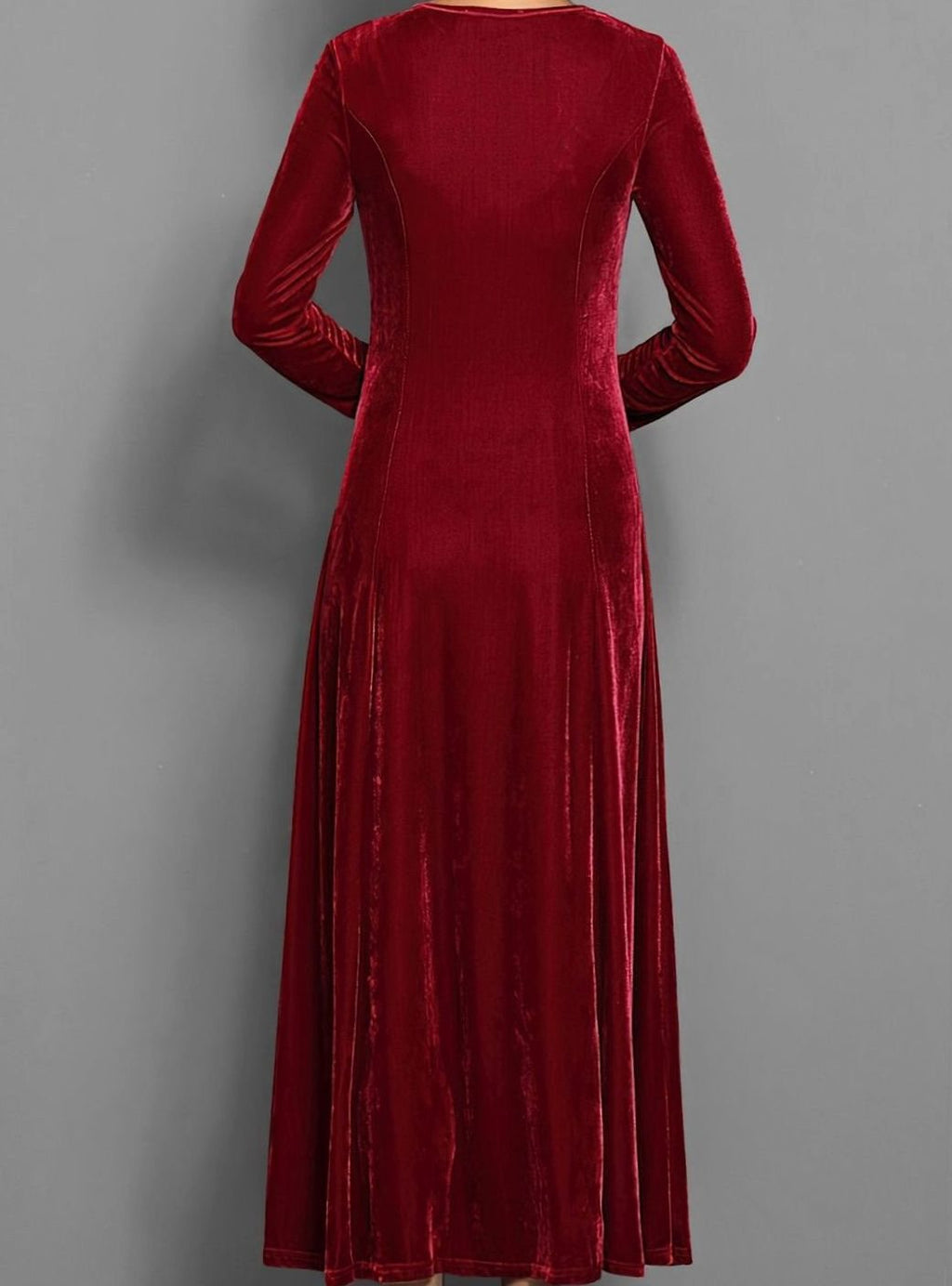 Purple velvet long sleeve maxi dress for women, A-line formal party style