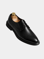 men's matte black patent lace-up derby shoes for formal occasions