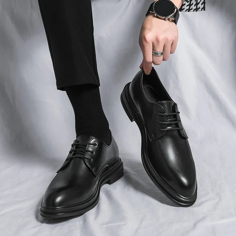 men's matte black patent lace-up derby shoes for formal occasions