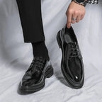 men's matte black patent lace-up derby shoes for formal occasions