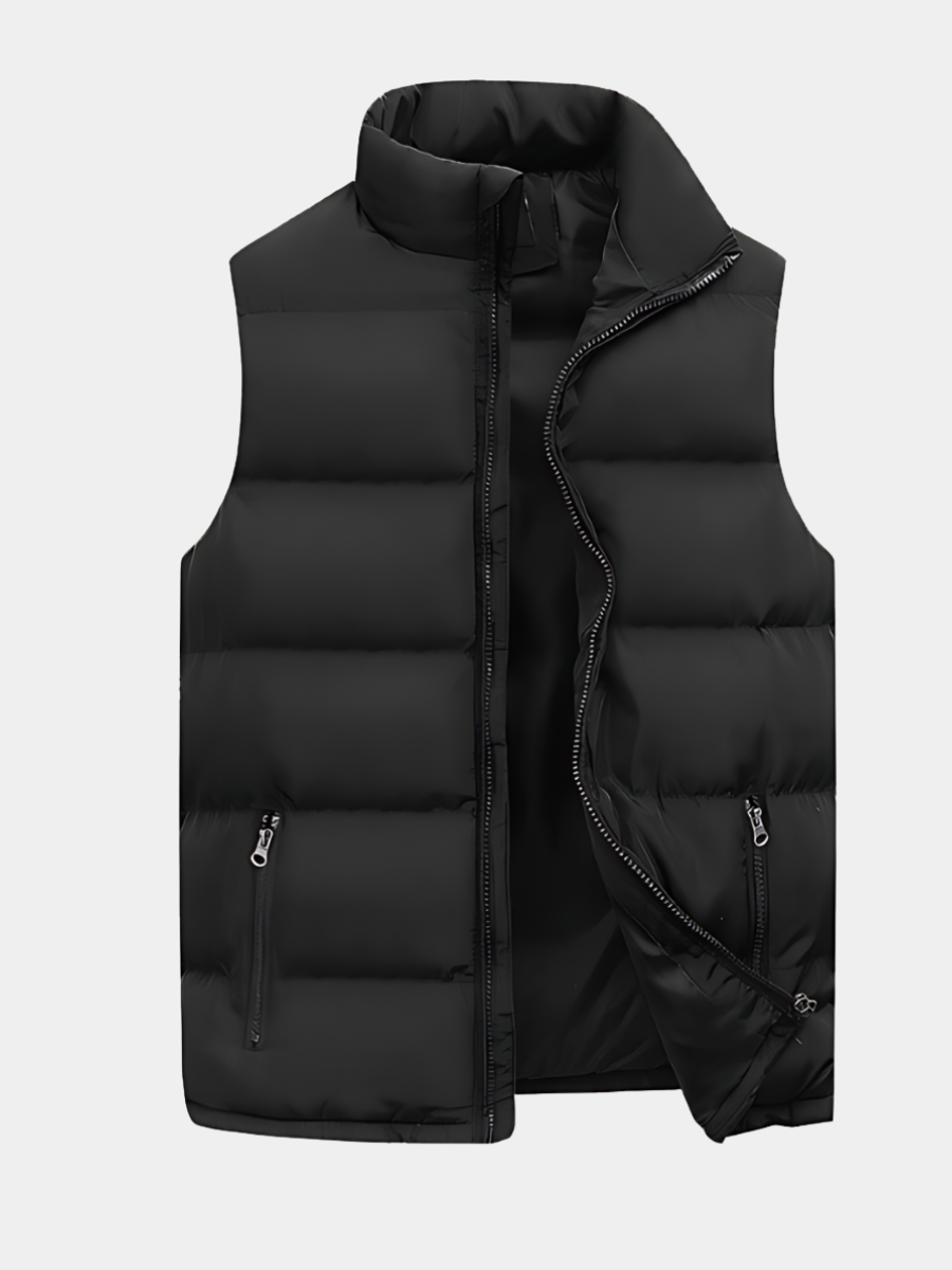 Navy Blue quilted padded gilet with front pockets for layering