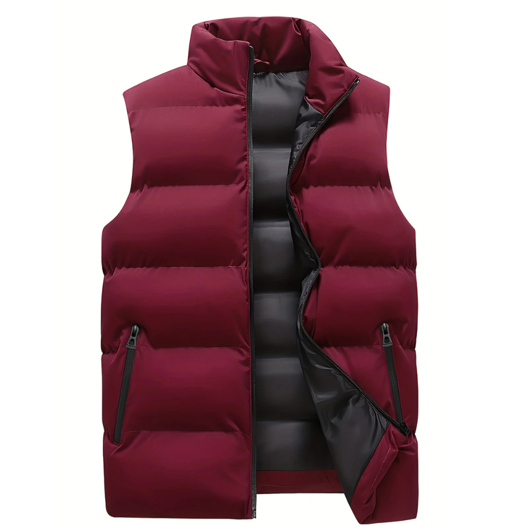 Army Green quilted padded gilet with front pockets for layering