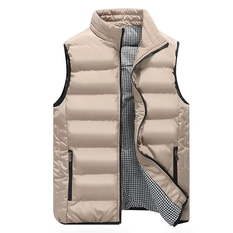 Black quilted padded gilet with front pockets for layering
