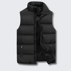 Red quilted padded gilet with front pockets for layering