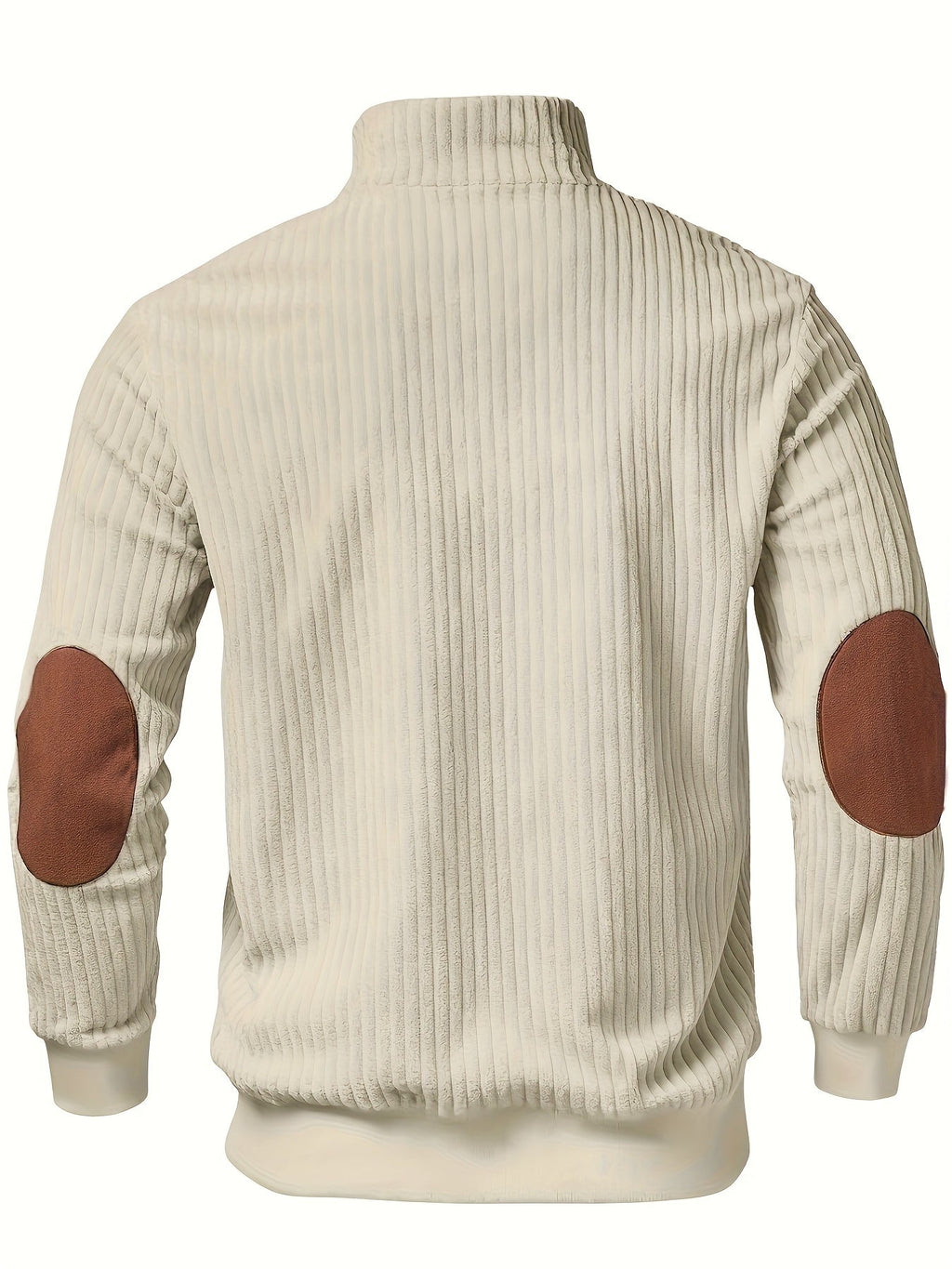 Black ribbed half-zip sweatshirt for men, stand collar, autumn style