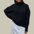Black Winter oversized turtleneck jumper for cold days