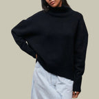 Black Winter oversized turtleneck jumper for cold days