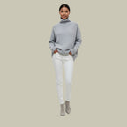 Black Winter oversized turtleneck jumper for cold days, product photo