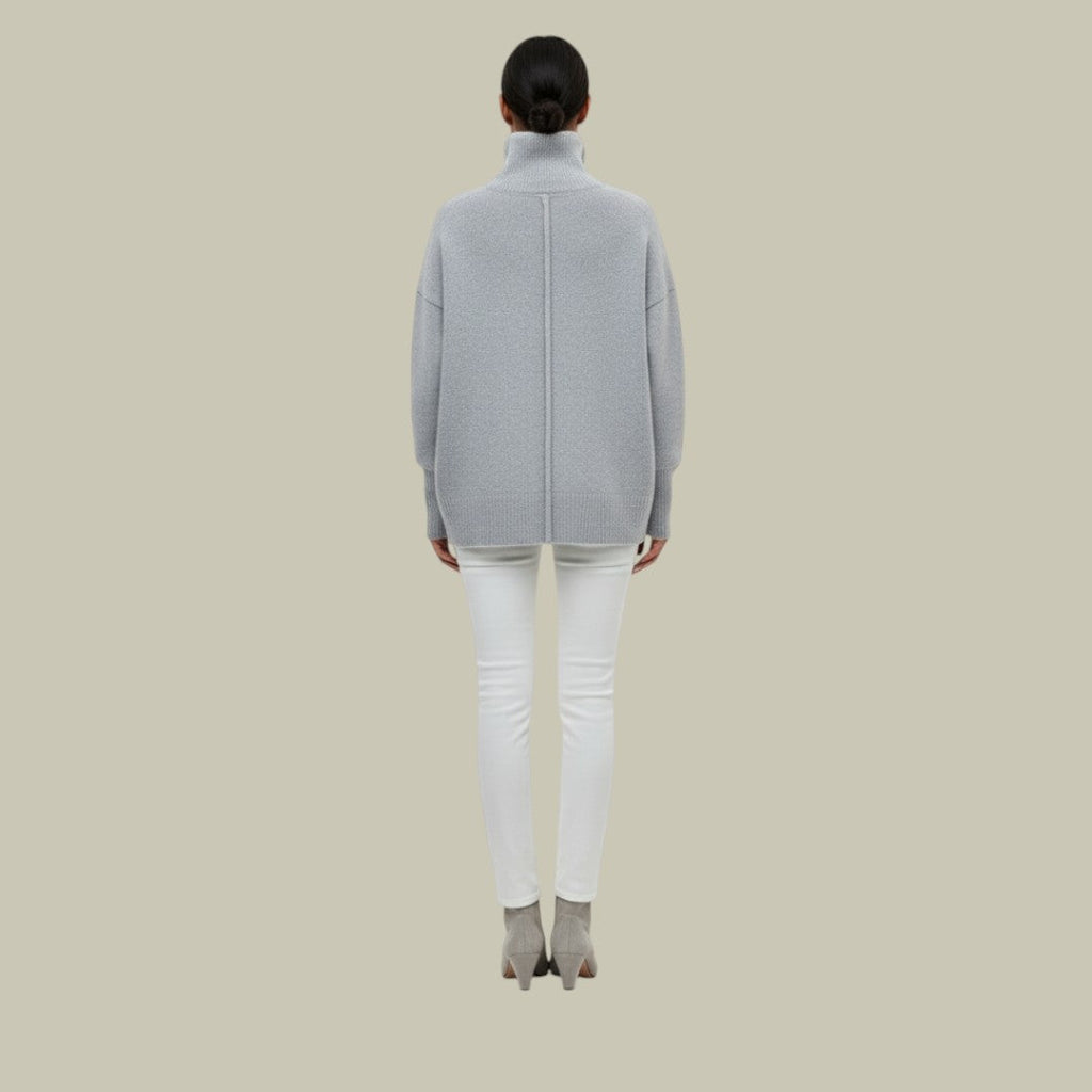 Product photo of the black winter oversized turtleneck jumper for cold days
