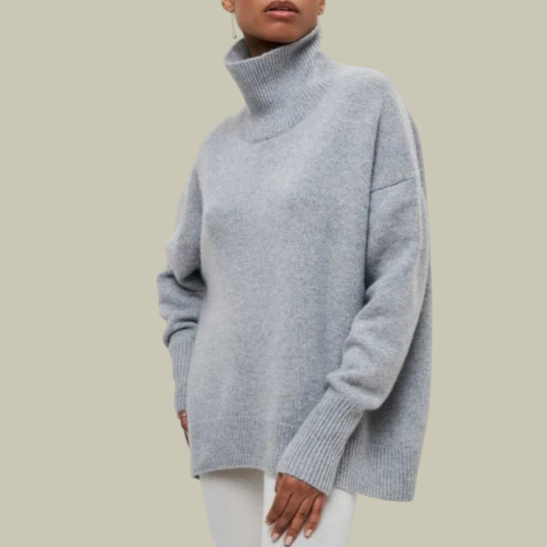 Grey Winter oversized turtleneck jumper for cold days