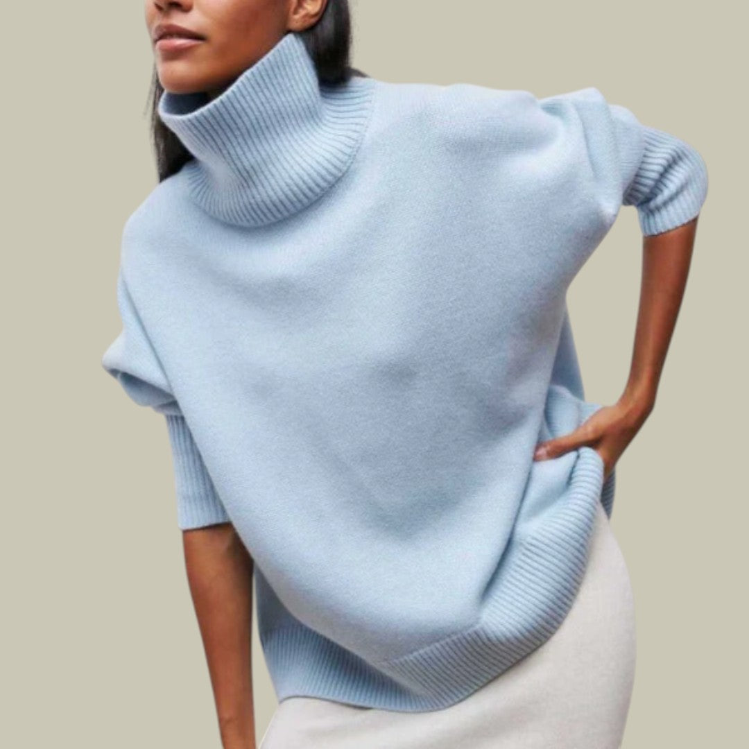 Blue Winter oversized turtleneck jumper for cold days