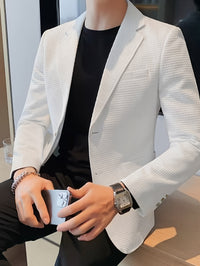 Matthew | Men's Waffle Knit Notch Lapel Casual Blazer, Long Sleeve
