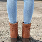 Product photo of the brown quilted lace-up side-zip ankle boots for winter