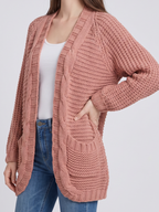 Women's oversized cable knit open front cardigan