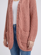 Women's oversized cable knit open front cardigan