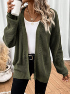 Women's open front pointelle knit cardigan