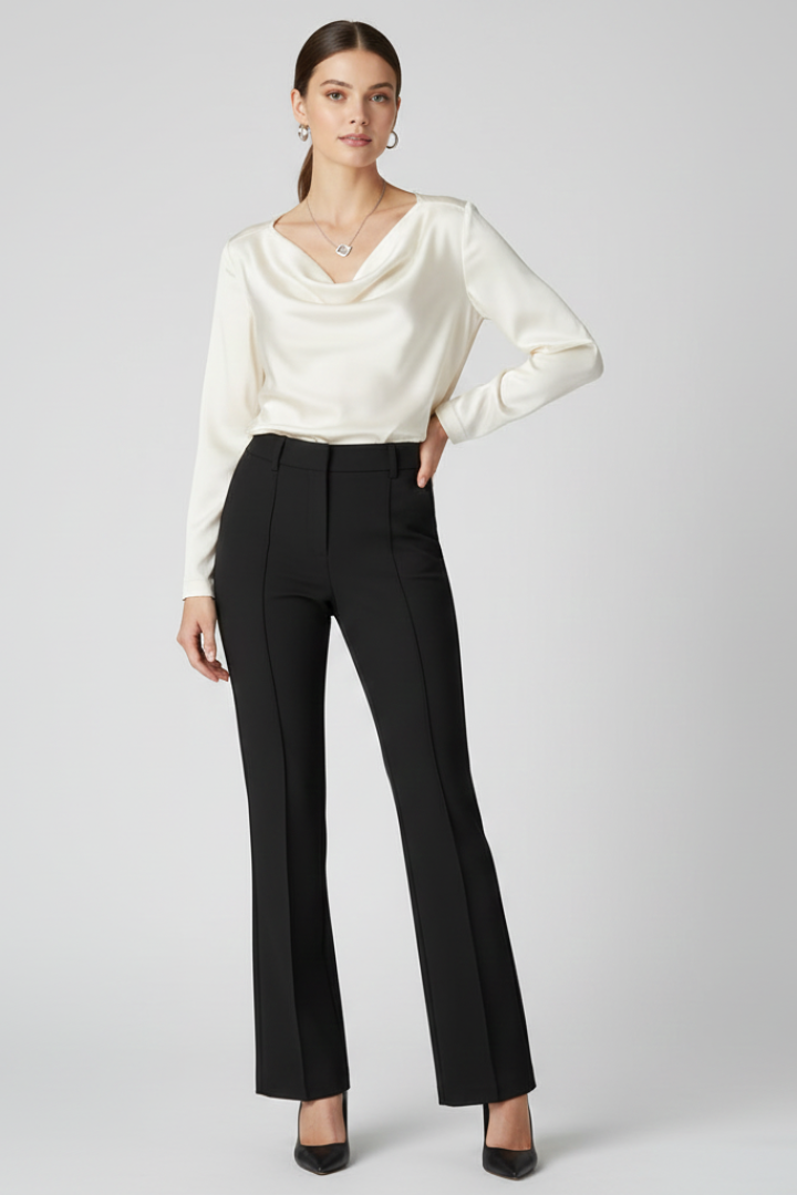 Women's high-waisted tailored trousers in grey with a structured fit
