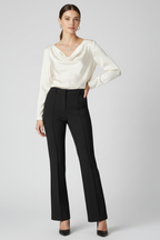 Women's high-waisted tailored trousers in grey with a structured fit