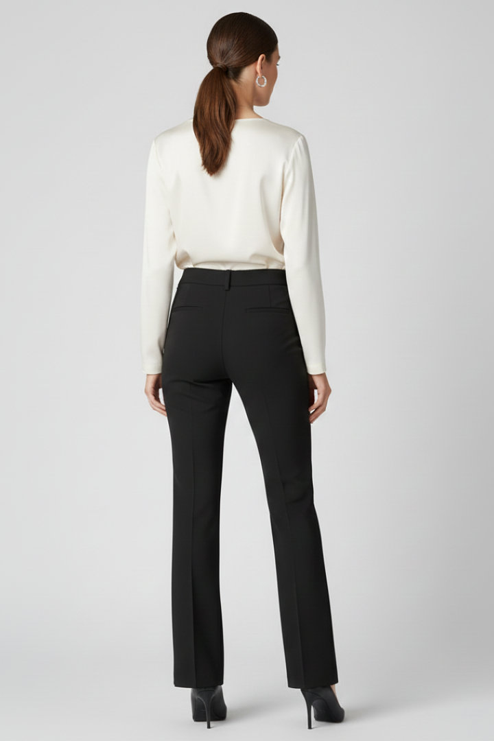 Women's high-waisted tailored trousers in grey with a structured fit