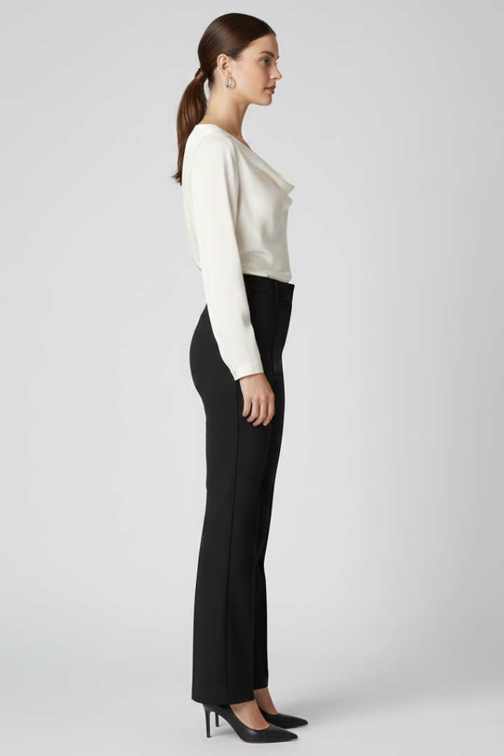 Women's high-waisted tailored trousers in grey with a structured fit
