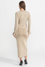 Women's shimmer knit peplum two-piece co-ord