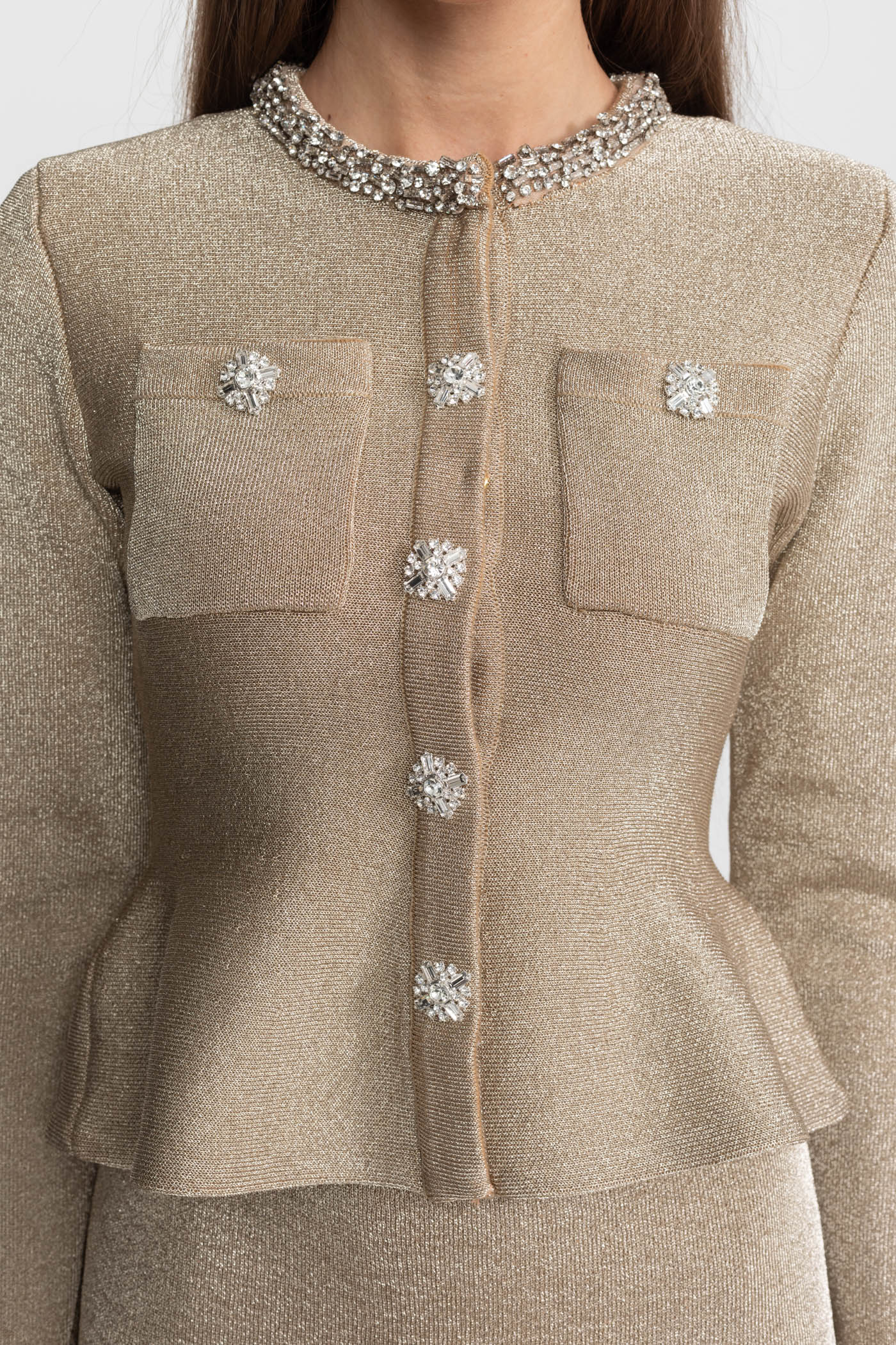 Women's shimmer knit peplum two-piece co-ord