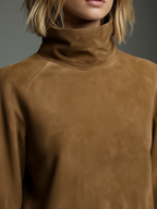 Women's oversized turtleneck suede mini dress