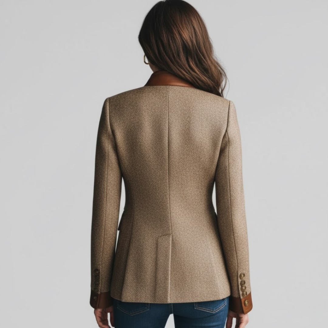 Women's tailored tweed blazer with contrast trim