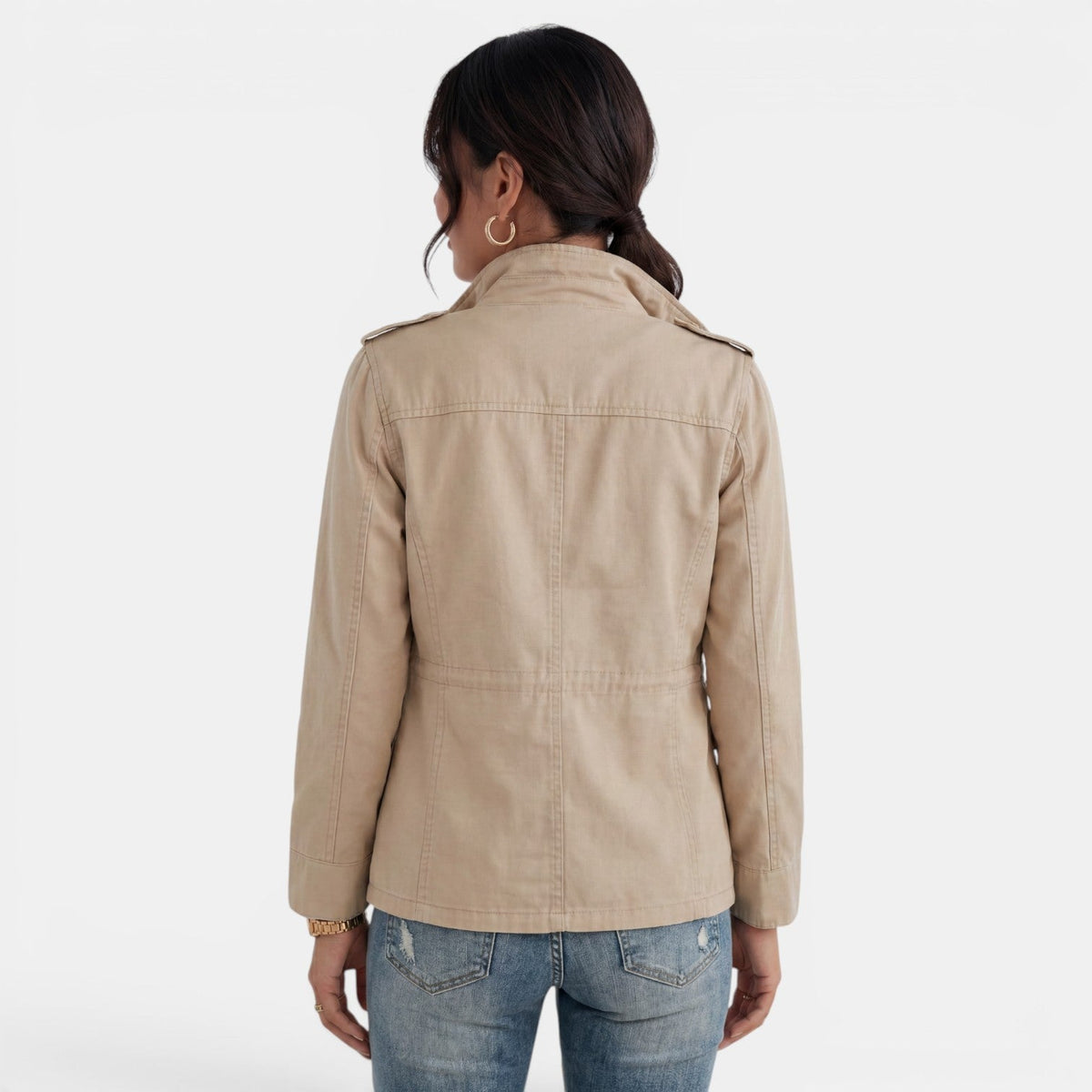 Women's relaxed fit utility jacket with epaulettes