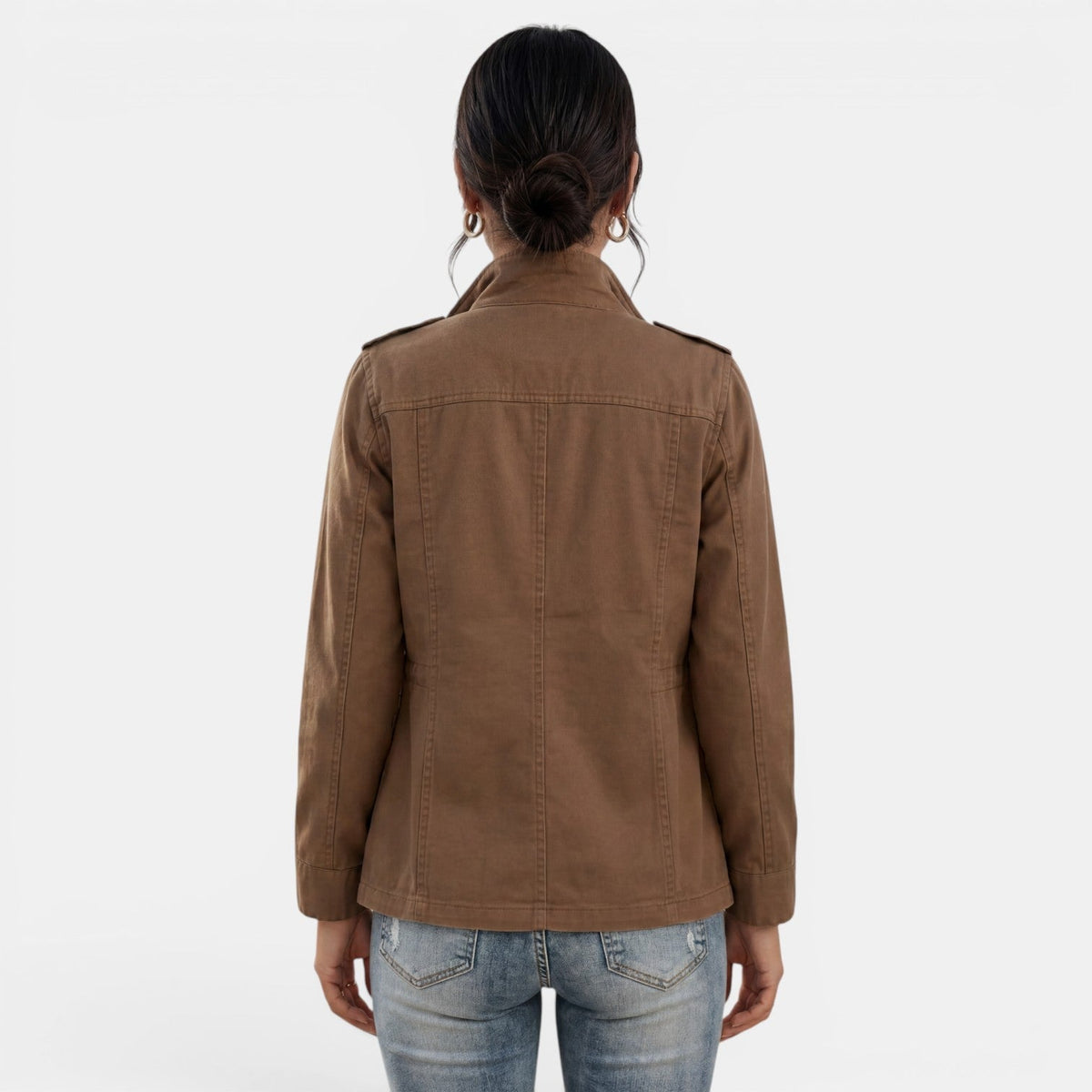 Women's relaxed fit utility jacket with epaulettes