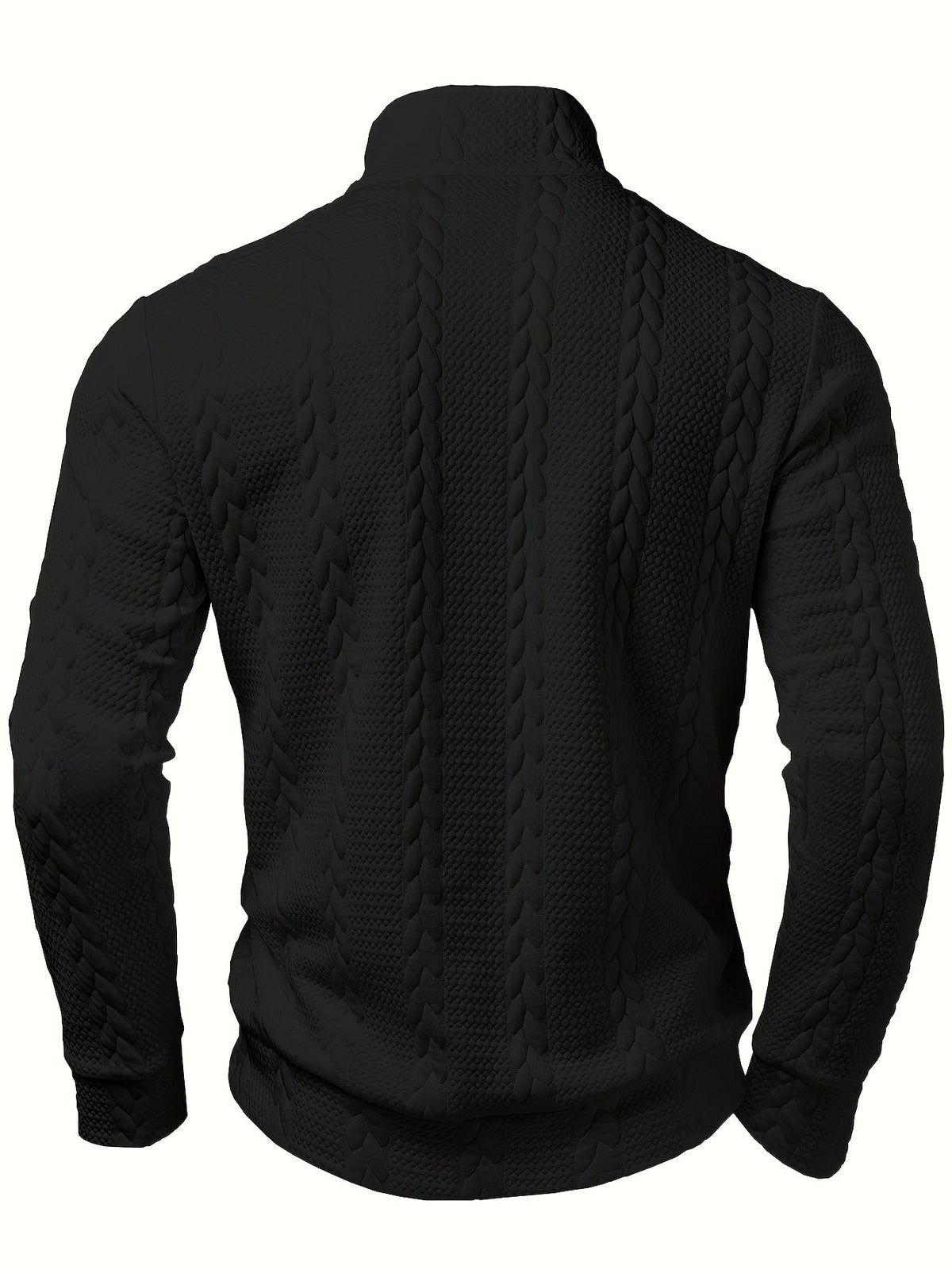 men's beige textured half zip knitted jumper with a crew neck